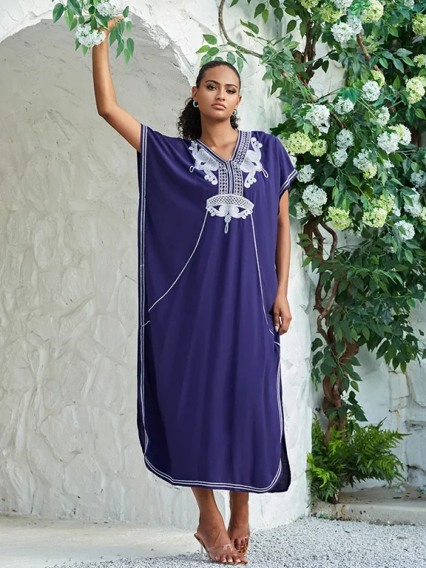 Tunique caftan bleue marine